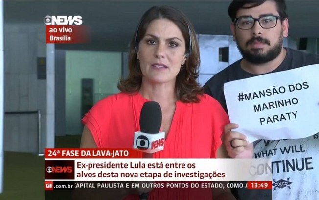Homem aparece ao vivo na GloboNews criticando a Globo