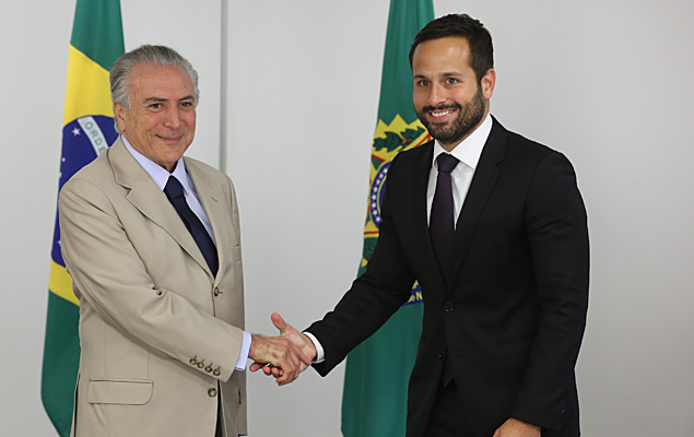 Temer apresenta o novo secretário nacional de Cultura, Marcelo Calero, no Palácio do Planalto