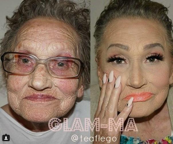 Maquiadora faz sucesso maquiando a avó
