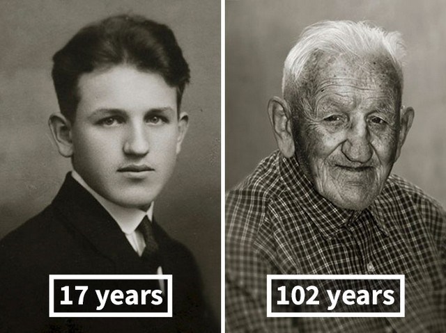 Fotos 12 pessoas na juventude e como ficaram após 100 anos