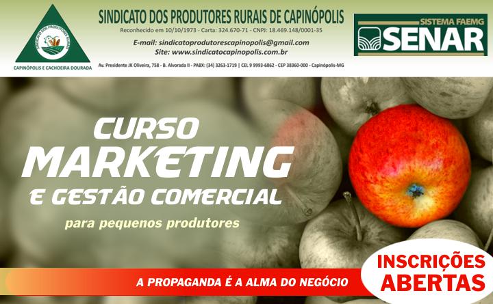 Abertas as vagas para o curso de Gestão Marketing e comercialização para pequenos produtores