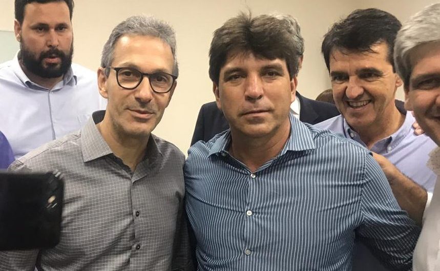 Romeu Zema e Cleidimar Zanotto durante audiência com prefeitos do Triângulo Norte, realizada em Uberlândia, Minas Gerais