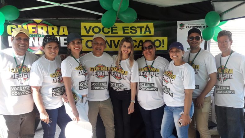 Equipe realizou uma grande ação conjunta de prevenção à dengue no município (Foto: Marilane Vilela)