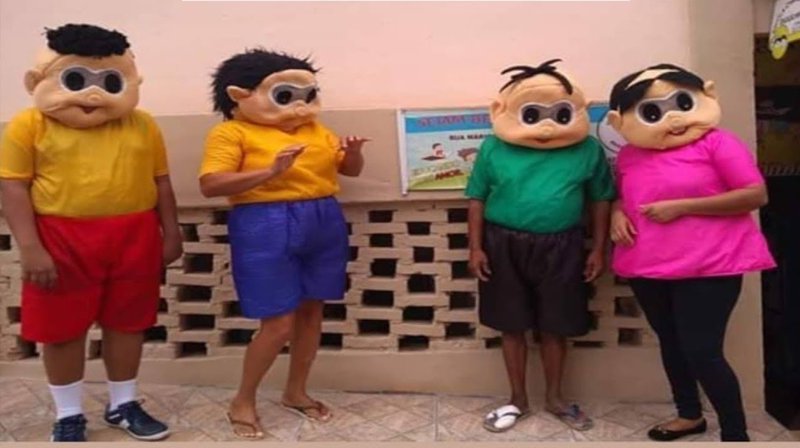 A “Turma da Mônica Derretida” viralizou nas redes sociais nesta semana. Os personagens foram fotografados na escola Chave do Saber, no bairro Tijuco em São João del Rei.
