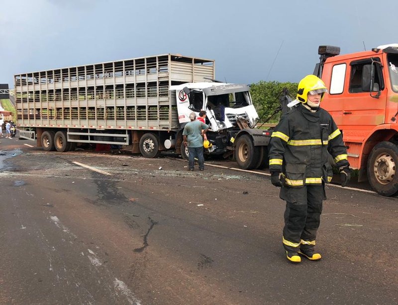 Motorista ficou presos às ferragens (Foto: Bombeiros/Divulgação)