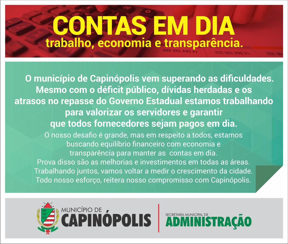 O município de Capinópolis está com as contas em dia