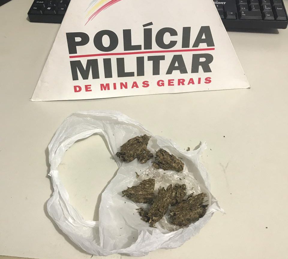 Porção de maconha foi apreendida com o passageiro da motocicleta (Foto: PMMG)