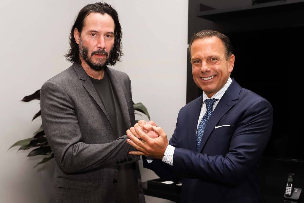 O governador de São Paulo, João Doria, participa de reunião com o ator norte-americano Keanu Reeves, Sec. Sérgio Sá Leitão, Letícia Bragaglia, realizada no Palácio dos Bandeirantes - Gilberto Marques/Governo do Estado de São Paulo