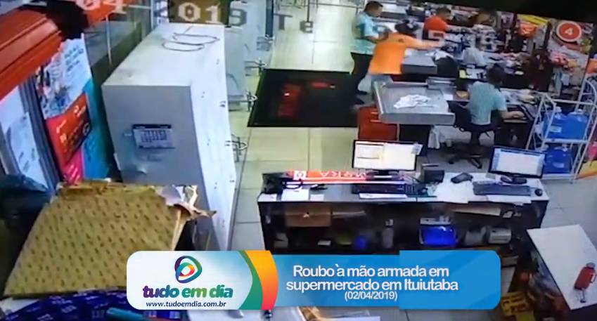 Câmeras flagram assalto a um supermercado no Bairro Canaã em Ituiutaba