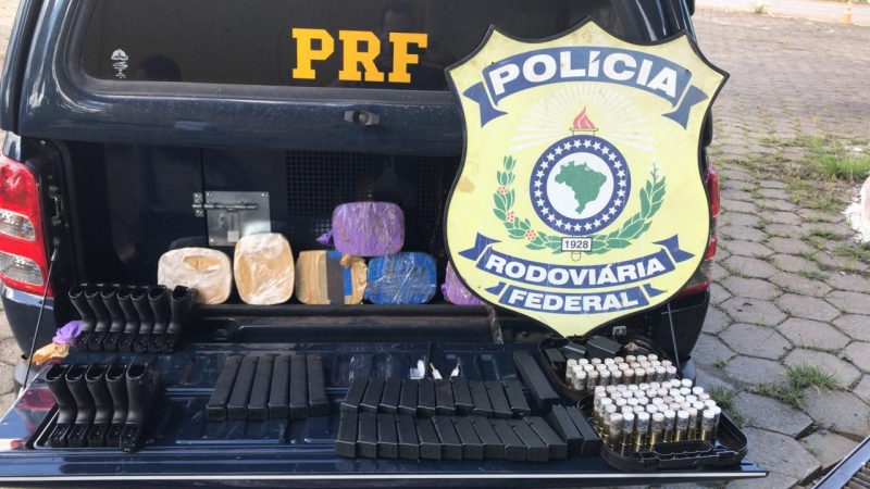 PRF descobre armamento, drogas e munições escondidos em caminhonete