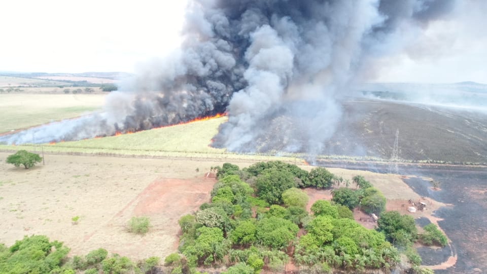 Uma grande área de vegetação e foi atingida e consumida pelo incêndio (Foto: PMMA/Divulgação)