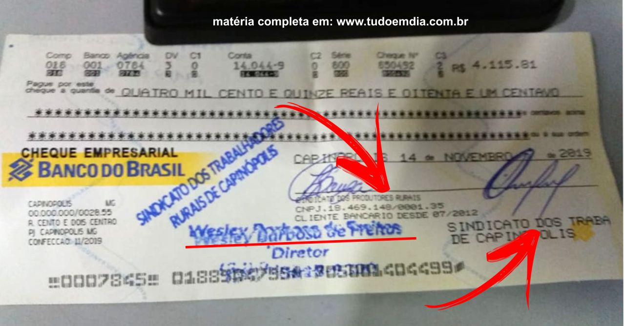 O cheque é muito semelhante a um verdadeiro, no entanto, contém erros grosseiros