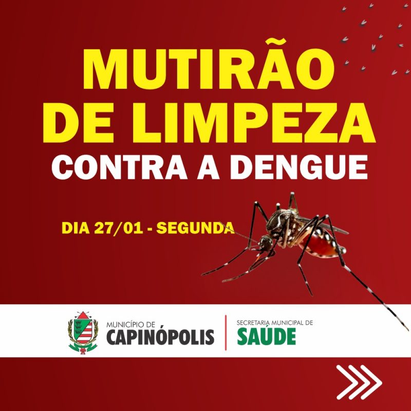 Capinópolis promoverá mutirão de limpeza contra a Dengue