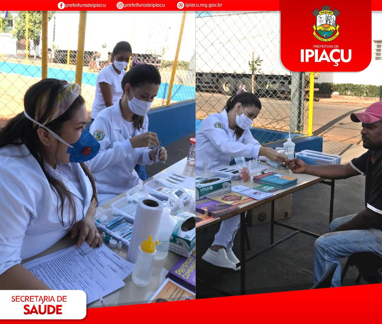 Secretaria de Saúde realizou mobilização e disponibilizou testes rápidos, em Ipiaçu