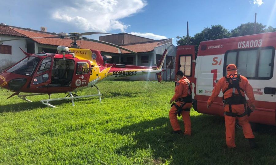Helicóptero dos Bombeiros transfere infartado de 30 anos de Ituiutaba para Uberlândia