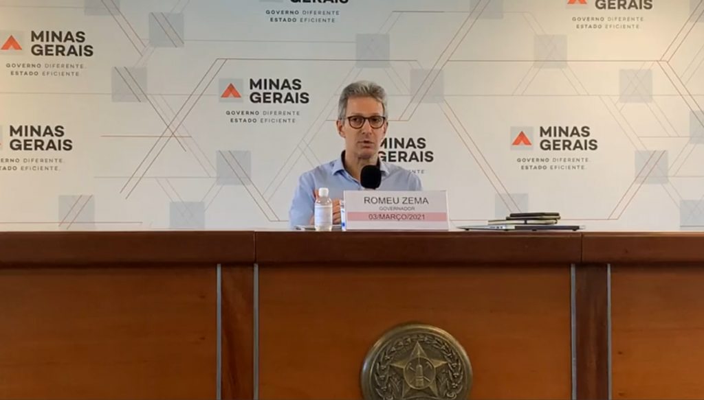 Romeu Zema durante anúncio oficial das mudanças no programa'Minas Consciente'