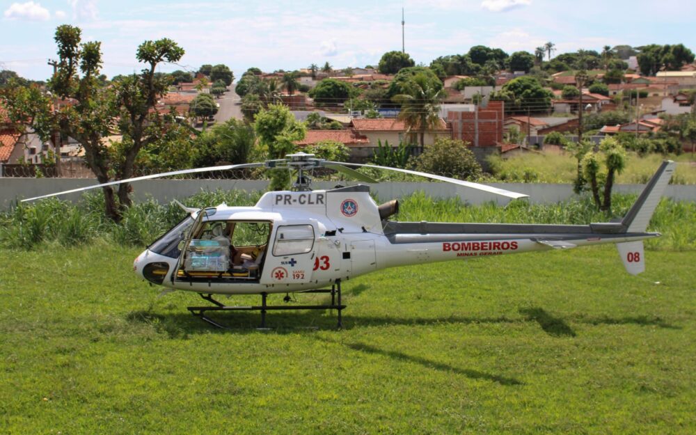 Ituiutaba: recém-nascida é transportada às pressas no helicóptero dos bombeiros à Uberlândia