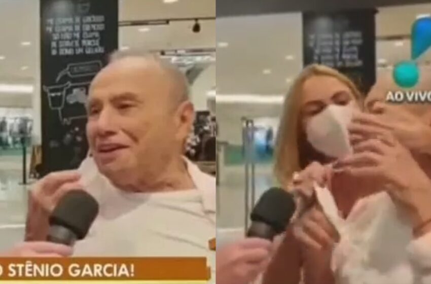 Stênio Garcia é retirado à força de entrevista pela mulher