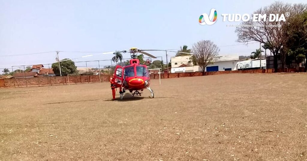 Idosa infartada foi encaminhada ao HC/UFU pela aeronave dos Bombeiros/Samu