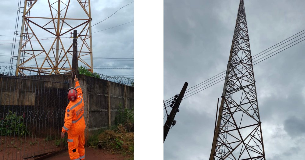 Torre de emissora está desativada, e não tem sinalização contra acidentes | Fotos: Bombeiros/Divulgação