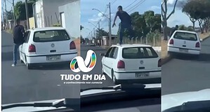 Motorista deixou direção de um VW Gol, de cor branca, e foi'surfar' em Uberlândia