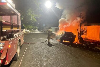 Carro é destruído durante incêndio em Araguari