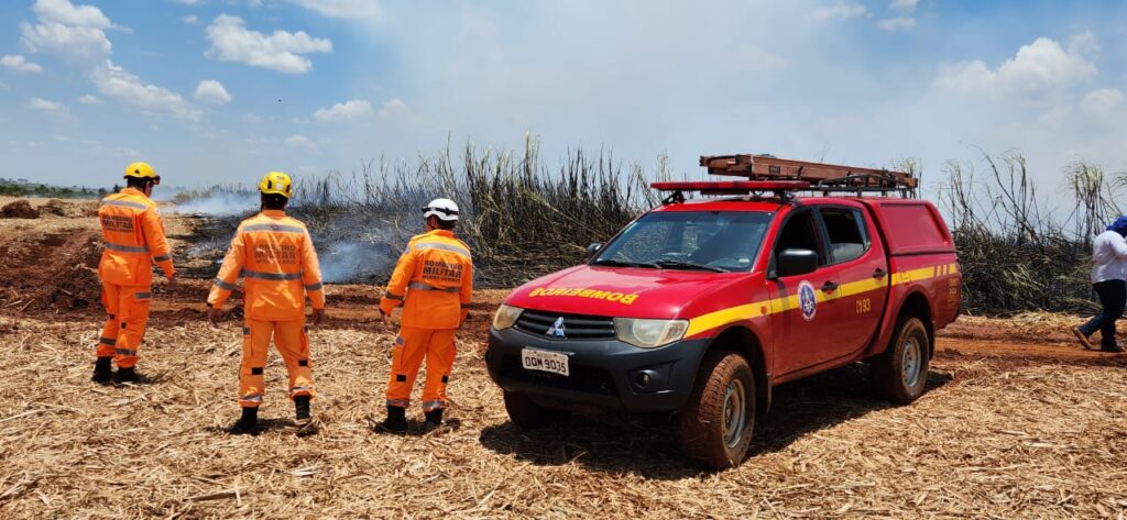 Incêndio atingiu grande área de canaval e palhada de usina | Foto: Bombeiros