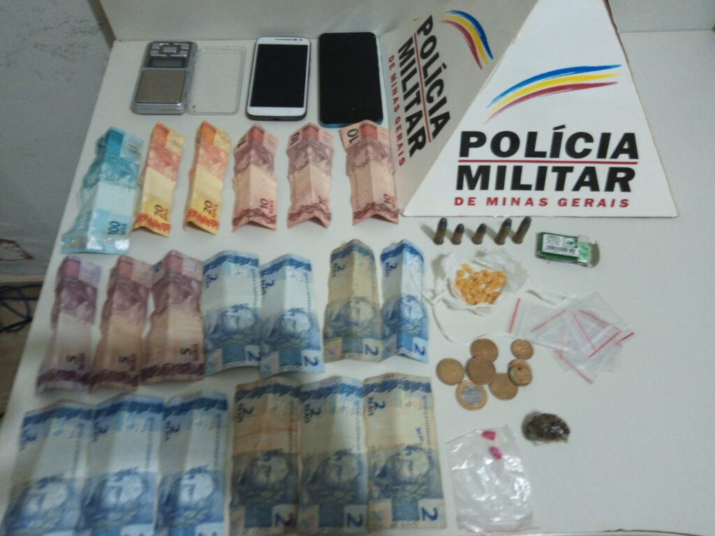 Dinheiro, drogas e munuições foram apreendidas pela PM no Novo Horizonte
